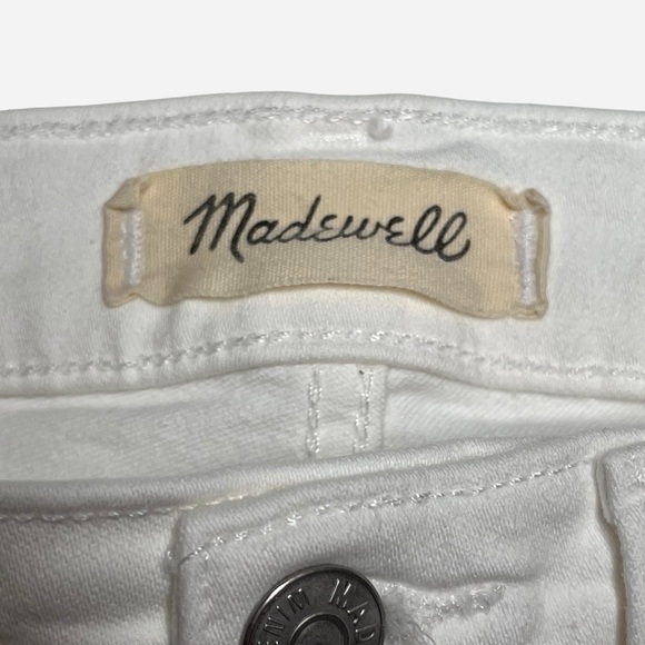 Madewell 10” High Rise Skinny Jeans 26 White Crop Raw Hem Button Front - Picture 12 of 16
